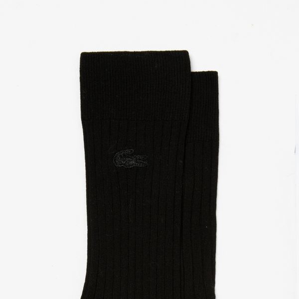 Lacoste Ribbed Cotton Blend Socks Pánské - Ponožky Černé | CZ-tX2IrP